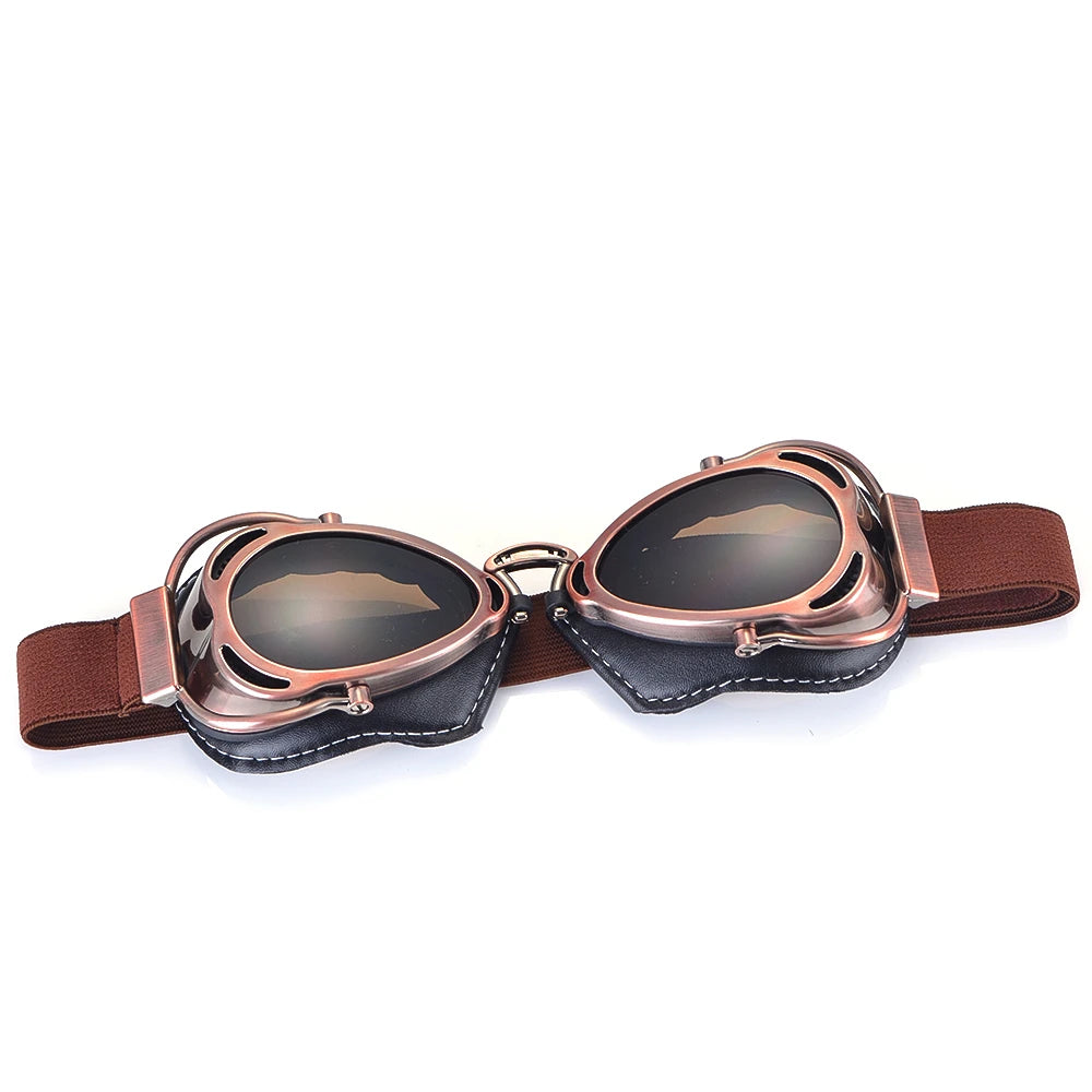 BJMOTO Motorcycle Helmet Steampunk Glasses Flying Goggles Vintage Pilot Biker Eyewear Goggle