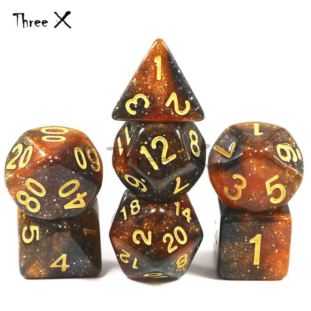 High Quality 15 color Creative Universe Galaxy Dice Set of D4-D20 Glitter Powder Amazing Effect for DNDGame Tabletop TRPG Games
