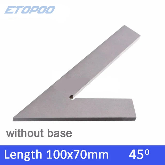 DNI875/2 100*70mm 120*80mm 200mm 45 Degree Square Ruler with Wide Base Steel 45 Degree Industrial Try Machinist Square with Base