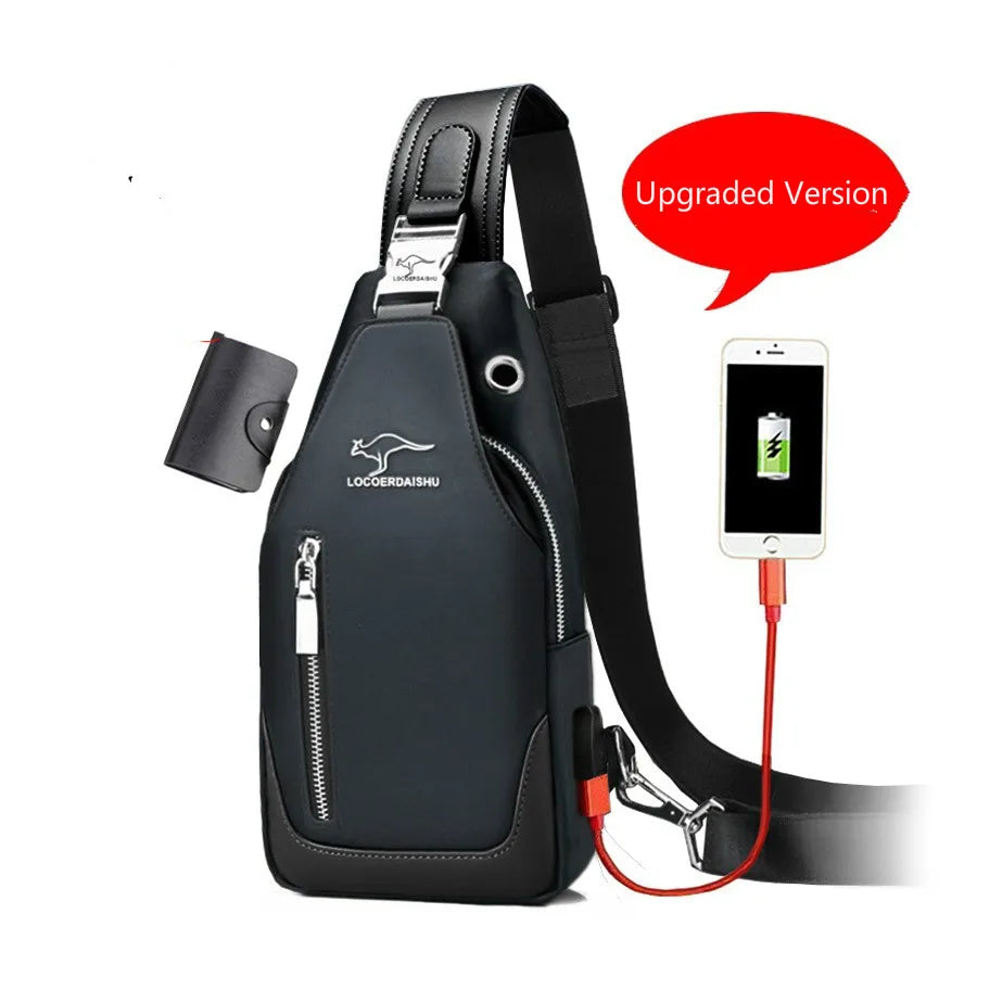 Men's Messenger Bag Shoulder Oxford Cloth Chest Bags Crossbody Casual Messenger Bags Man USB Charging Multifunction Handbag