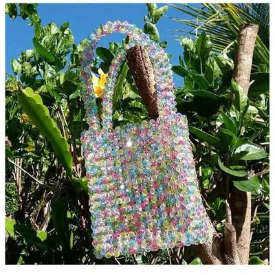 Luxury Pure Hand-woven Beaded Bucket Bag 2019 New Fashion Pearl Beaded Woven Shoulder Messenger Bag Handbags Women Family