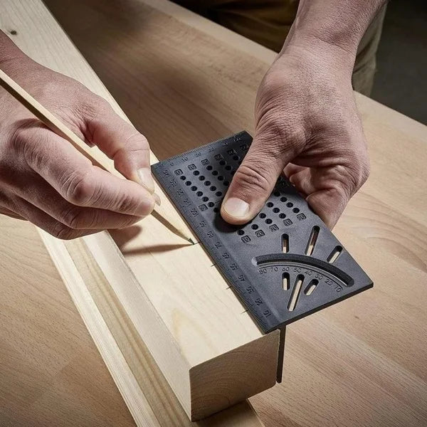 Aluminum Alloy 3D Mitre Angle Measuring Ruler 45 90 Degree Square Woodworking Angle Ruler Multifunctional Marking Gauge Tool