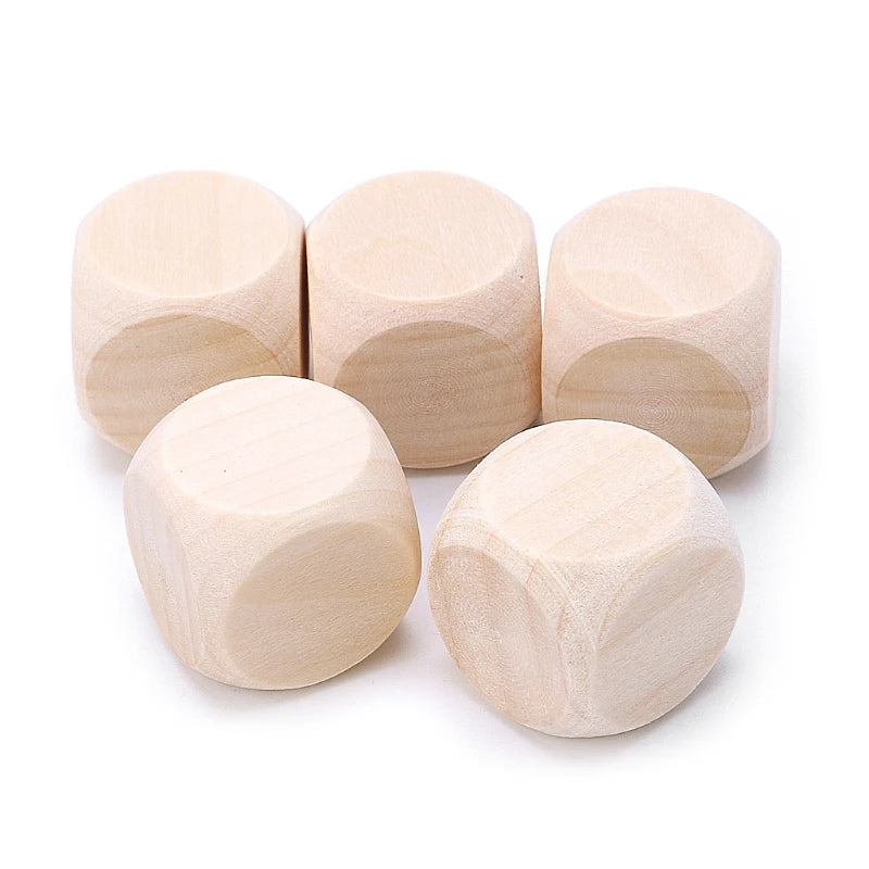 5Pcs Sided Blank Wood Dice Party Family DIY Games Printing Engraving Kid Toys