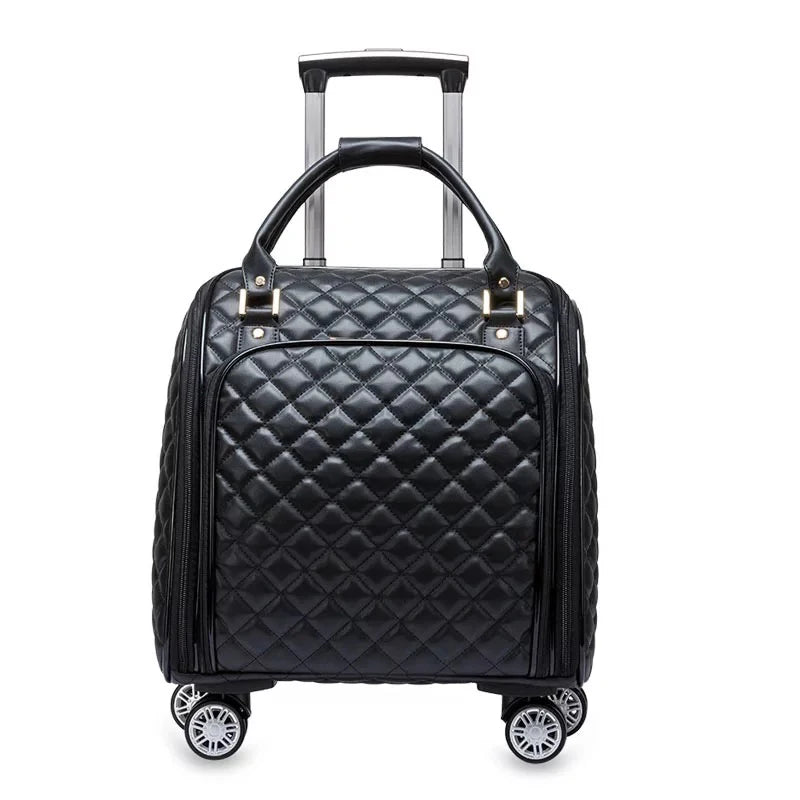 Business luggage bag PU luxury trolley suitcase Korean version carry on mini trolley bag boarding fashion travel valise 16 inch