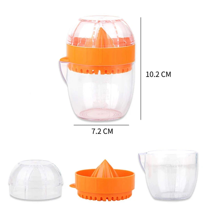 LMETJMA Lemon Squeezer With Lid Plastic Manual Lemon Juicer Orange Press Cup Citrus Squeezer with Pour Spout Fruit Tools KC0130
