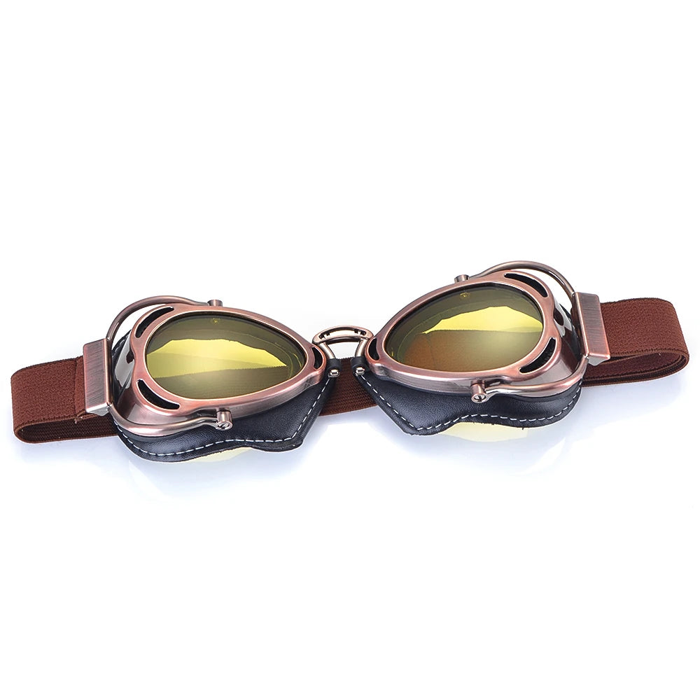 BJMOTO Motorcycle Helmet Steampunk Glasses Flying Goggles Vintage Pilot Biker Eyewear Goggle