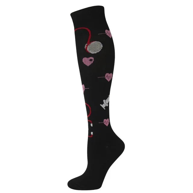 50 Style Antifatigue Unisex Compression Socks Fit for Nurses Flight Travel Medical Varicose Veins Leg Relief Pain Knee Stockings