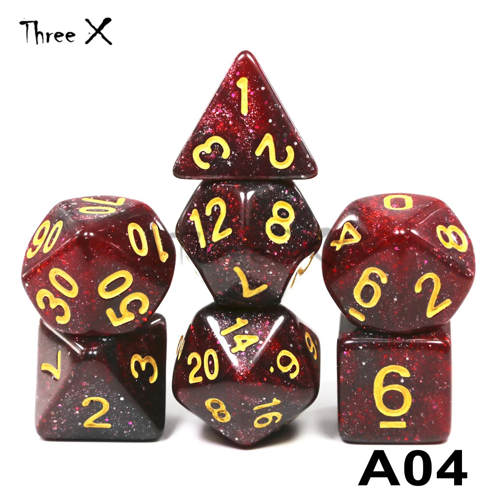 High Quality 15 color Creative Universe Galaxy Dice Set of D4-D20 Glitter Powder Amazing Effect for DNDGame Tabletop TRPG Games