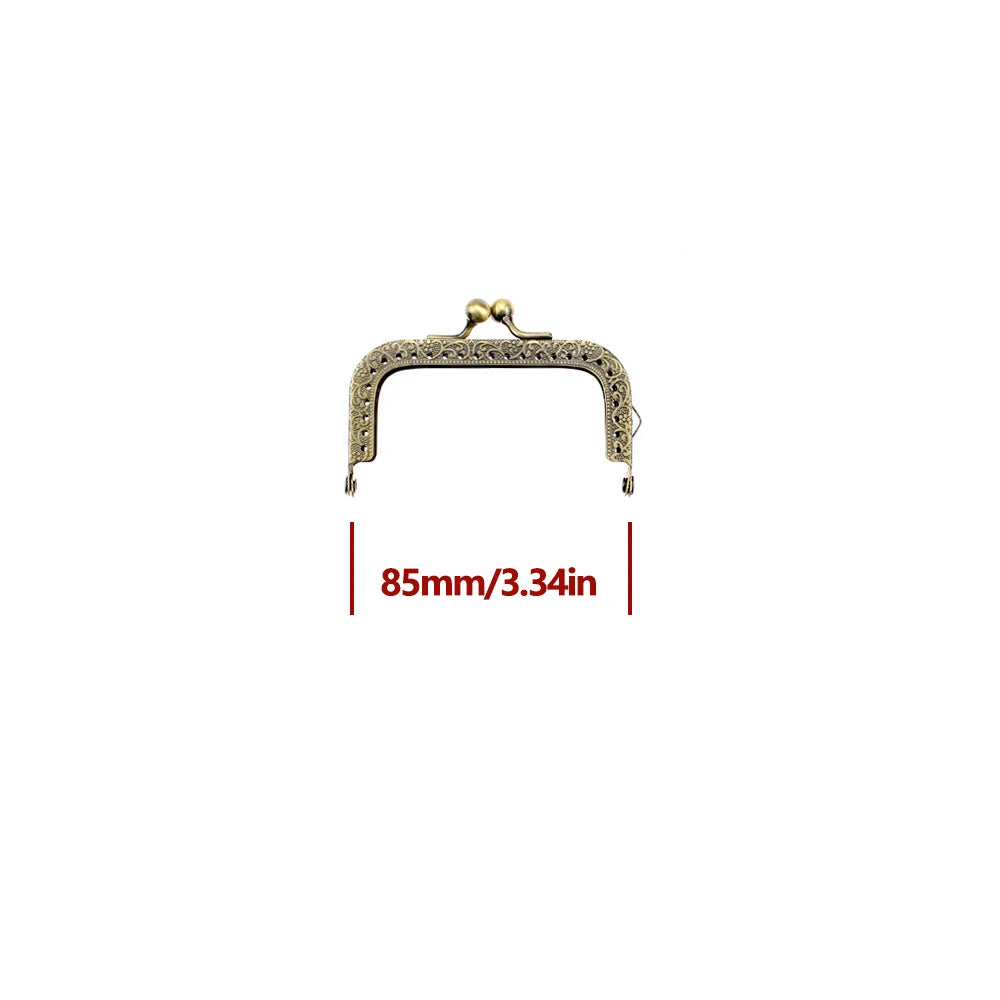 5Pcs 8.5/10.5/12.5/15/18/20.5CM Rectangle Embossing Alloy Metal Kiss Purse Frame Durable Bronze Sewing Clasp For Bag Purse