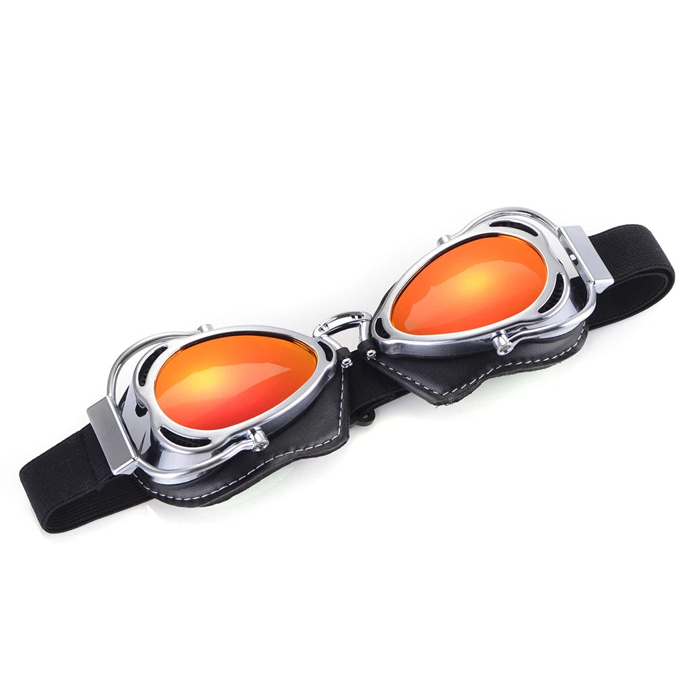 BJMOTO Motorcycle Helmet Steampunk Glasses Flying Goggles Vintage Pilot Biker Eyewear Goggle