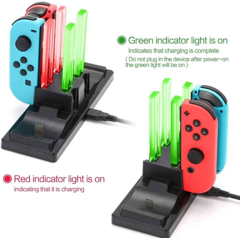NS Controller Charger Fast Charging Dock for Nintendo Switch Joypads and Pro Controllers with LED Lights Include USB Cable