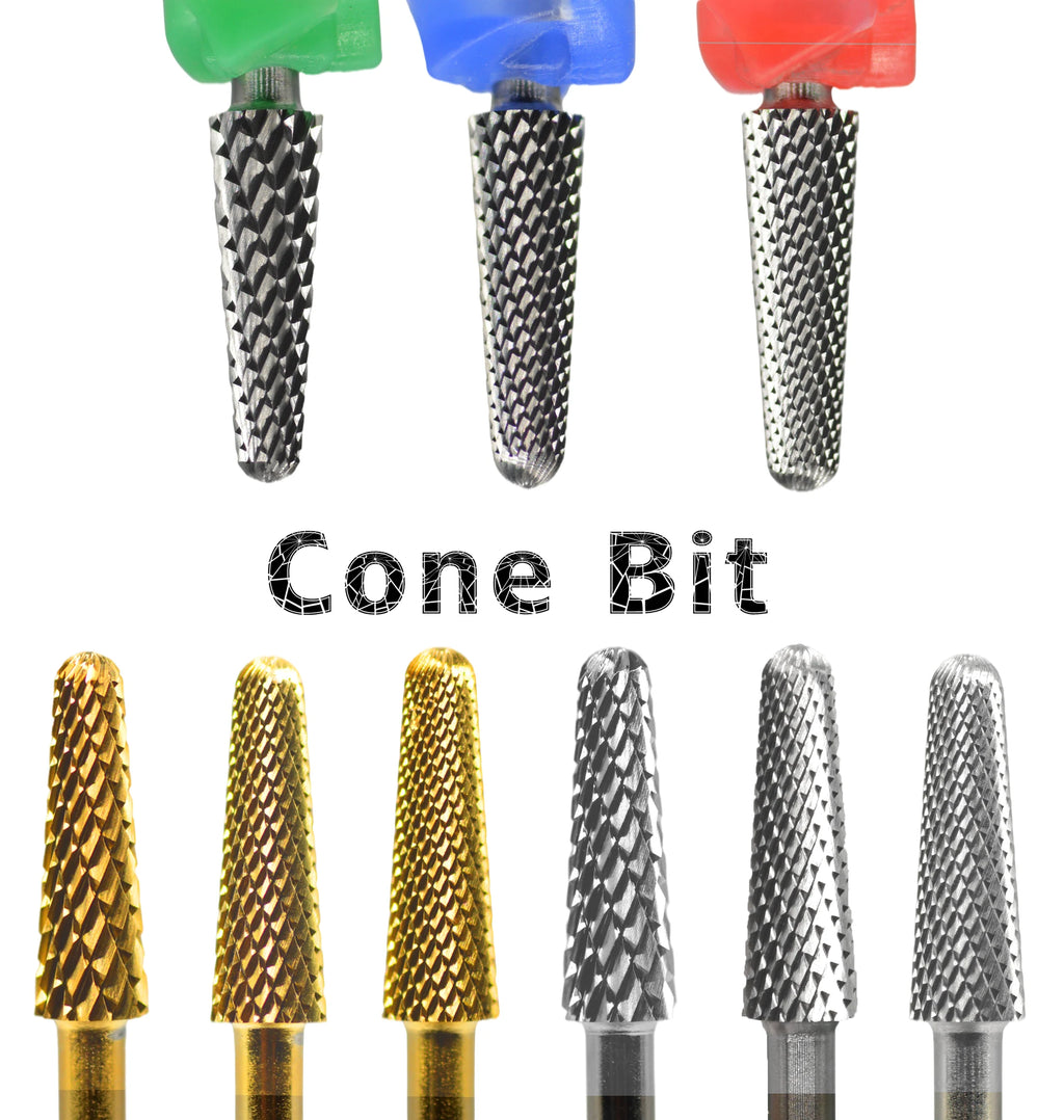 RolinStar 4.0mm Cone Gold Silver Cuticle  steel Carbide Clean Safety nail drill bit file gel polish remover