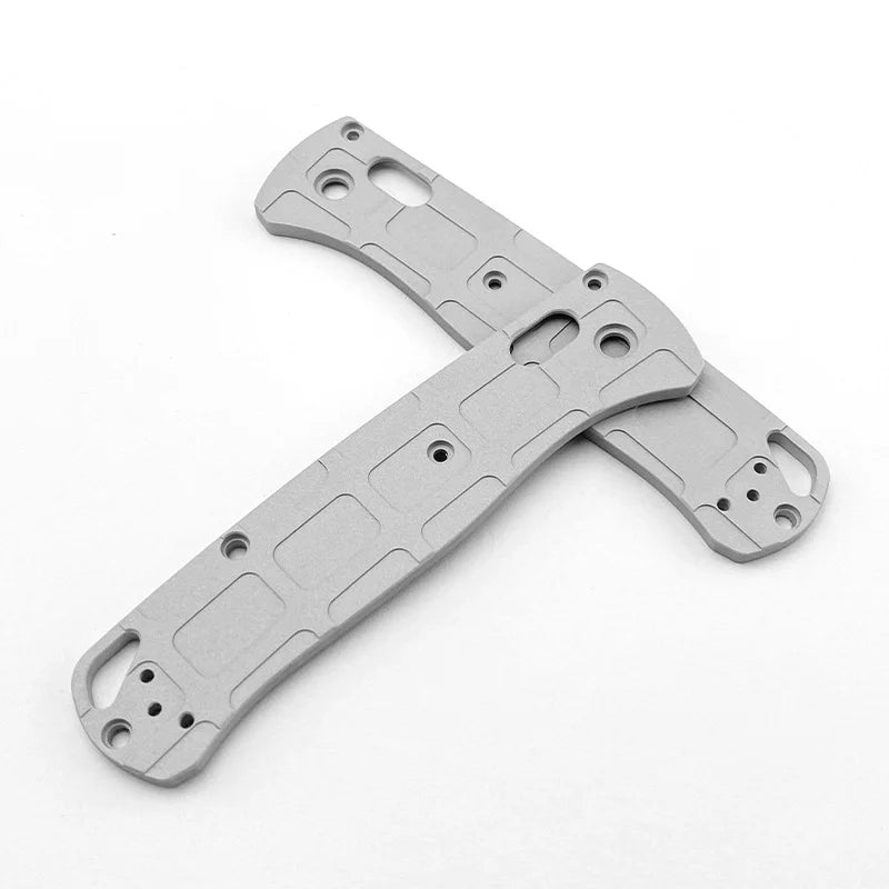 1 Pair Aluminum Alloy Rectangle Pattern Folding Knife Handle Grip Patches Scales for Benchmade Bugout 535 Knives Non-Slip Shank