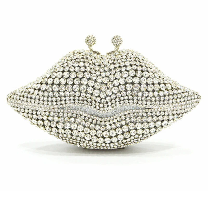 New Arrival Mouth Crystal Evening Bag Yellow/AB Diamond Wedding Bridal Clutches Purses Women’s Rhinestone Mini Minaudier Handbag
