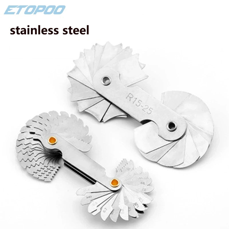 Radius template R gauge R1-6.5 7-14.5 15-25 26-80 radius gage plate fillet gaug External Internal Concave Convex Measuring tools