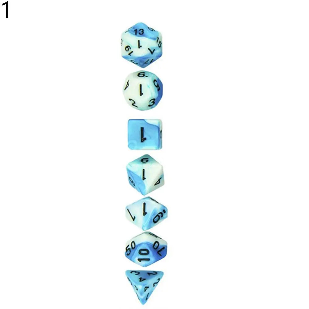 7-Die/Set New Acrylic Dice Set For TRPG DND Polyhedral 7-Die Lidescent Glitter Digital Dice Entertainment Game Accessories