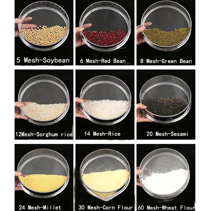 2-500M Round 304 Stainless Steel Lab Sieve Aperture Standard Sifters Shakers Kitchen Flour Powder Filter Screen Soil Strainer