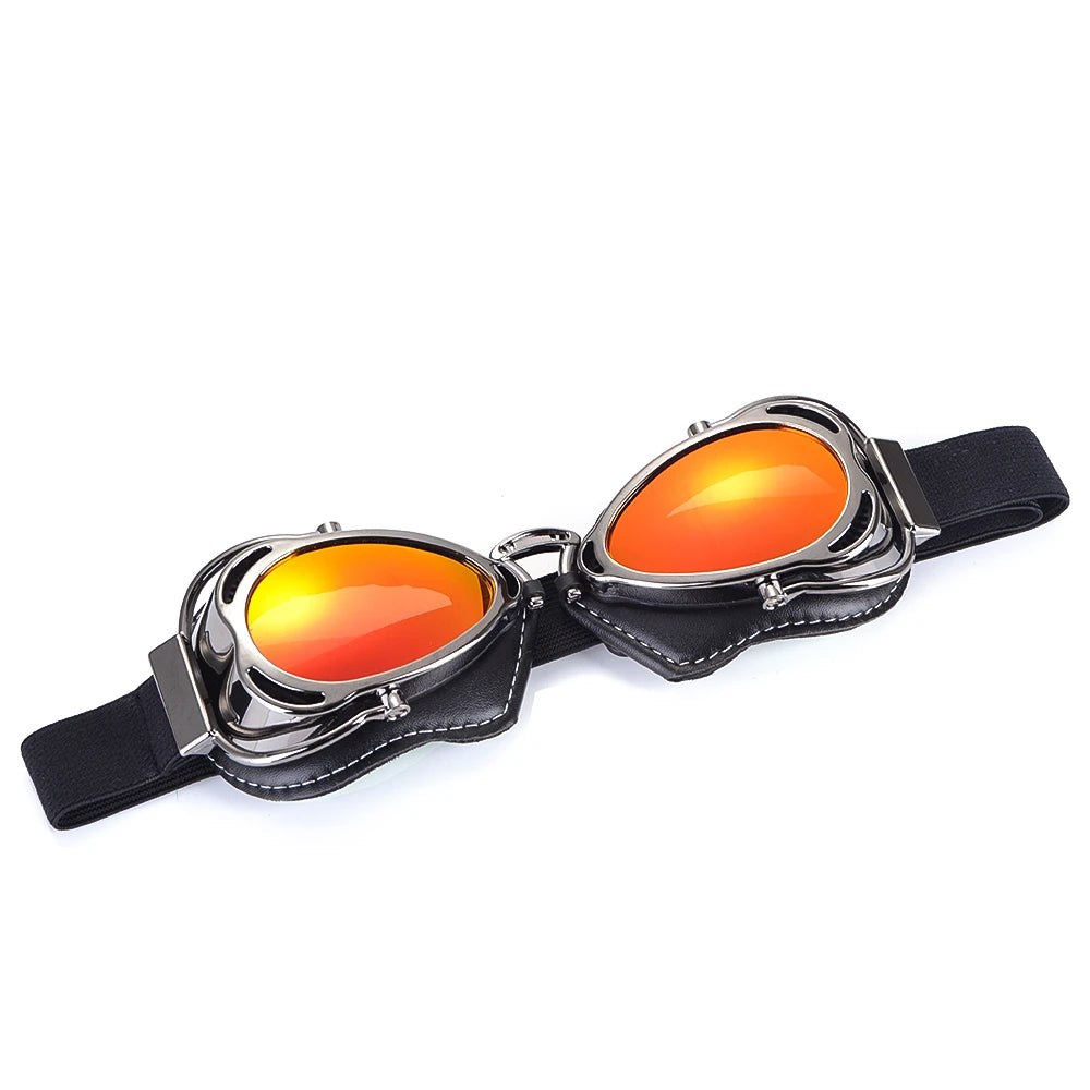BJMOTO Motorcycle Helmet Steampunk Glasses Flying Goggles Vintage Pilot Biker Eyewear Goggle