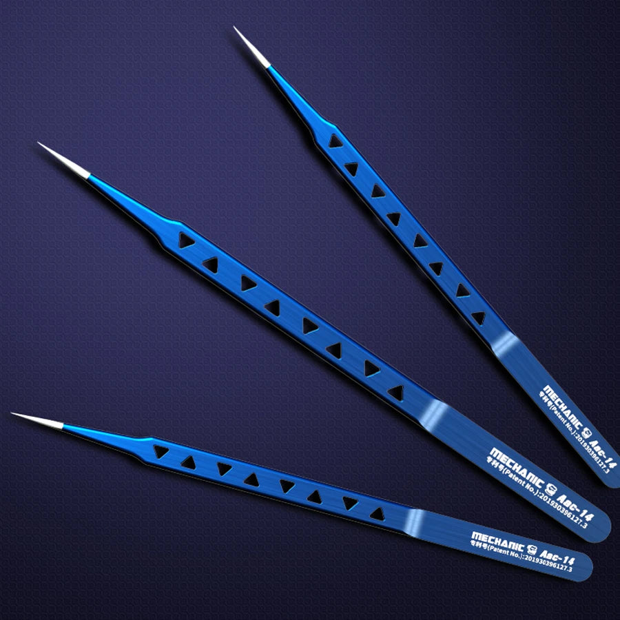 MECHANIC hollow heat-dissipating tweezers, lengthened thickened high hardness tweezers for repairing mobile phone PCB IC tweezer