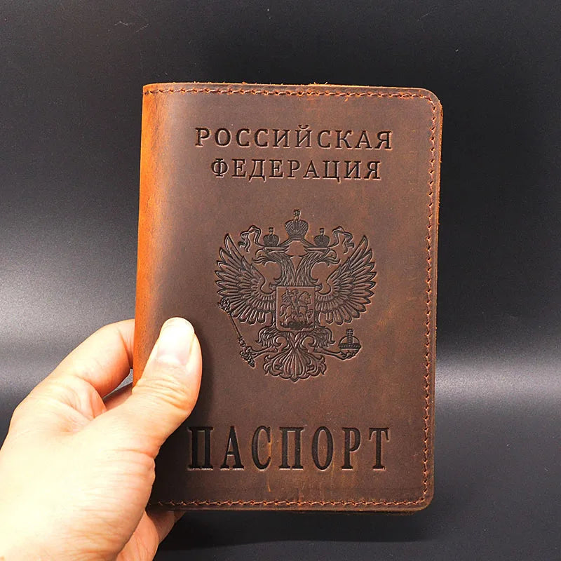 Russian Passport Cover Black for men Case Passport Travel Vintage Passport Holder Luxury Handmade Covers for Passports