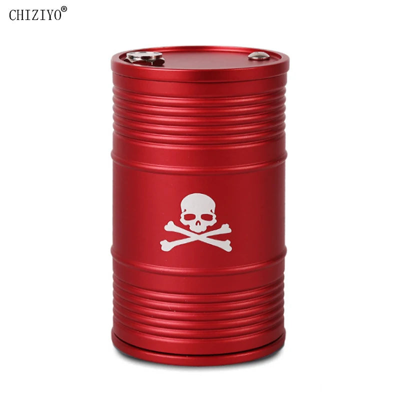 Creative Oil Drum Shape Skull Car Ashtray Alloy With Lid Rotating Holder Cigarette Smoke Remover Cup Interior Accessories