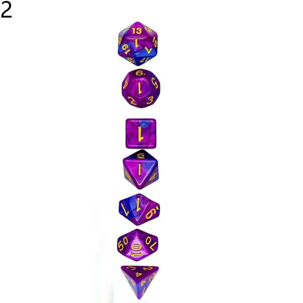 7-Die/Set New Acrylic Dice Set For TRPG DND Polyhedral 7-Die Lidescent Glitter Digital Dice Entertainment Game Accessories