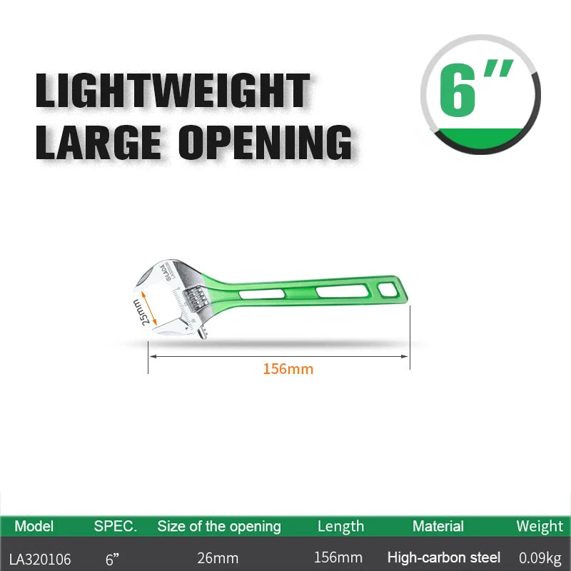 LAOA Large Opening Adjustable Wrench Light Spanner Multifunctional Bathroom Pipe Wrench 6-12 inch Plumbing Repair Hand Tools