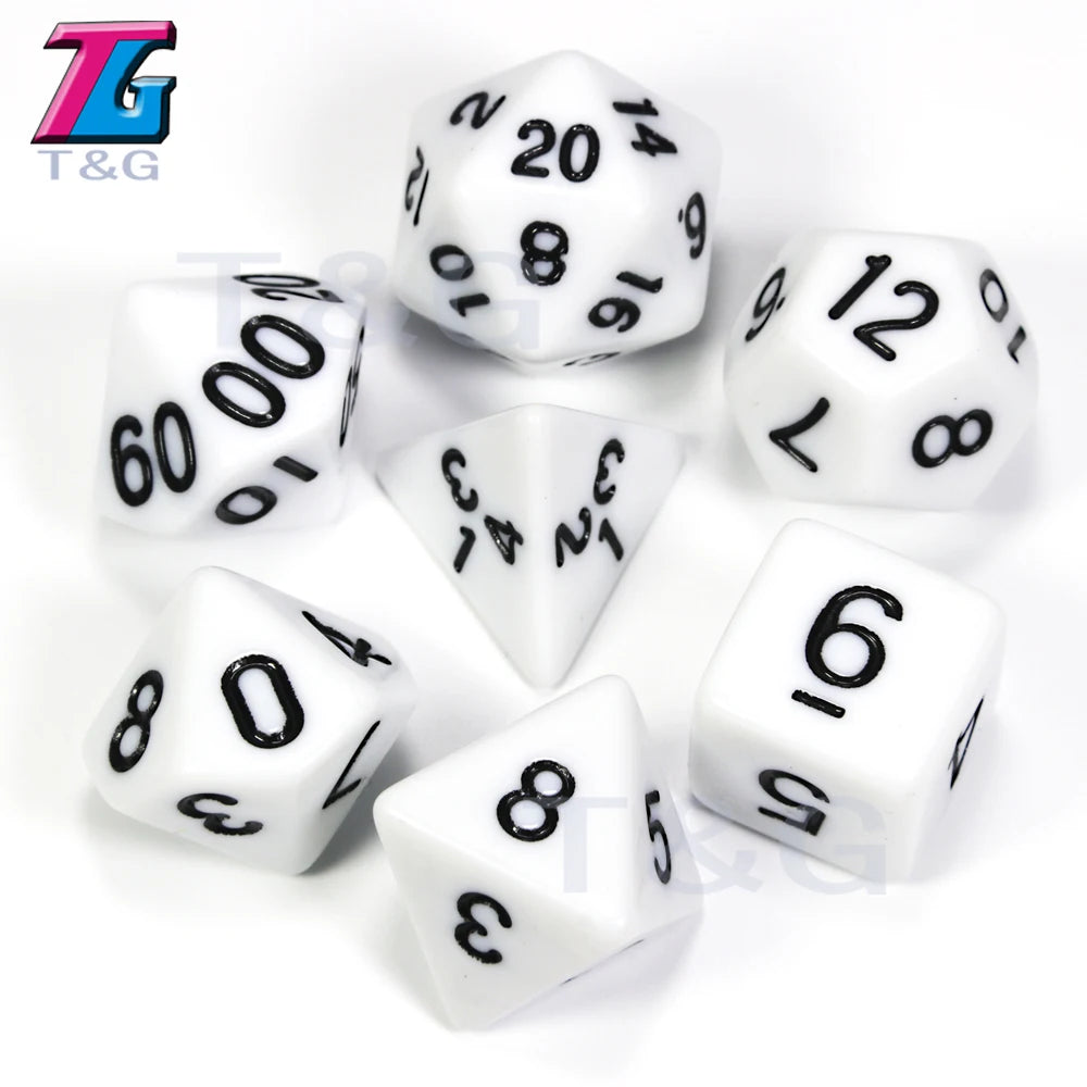 Wholesales 7pc/lot Dice Set Polyhedral D4,D6,D8,D10,D10%,D12,D20 Colorful Accessories for Board Game,DNDGame, RPG 25 Colors