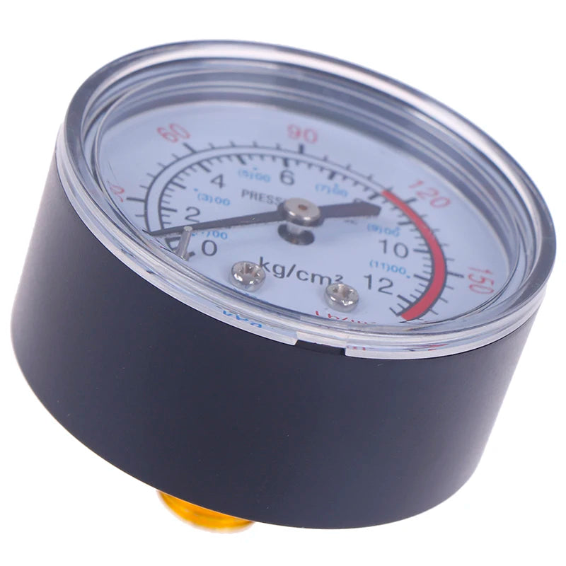 Iron Shell Bar Air Pressure Gauge Double Scale For Air Compressor 9.5/13mm (1/8, 1/4 Bsp) Thread 0~180PSI, 0~12Bar Dia 40/50mm