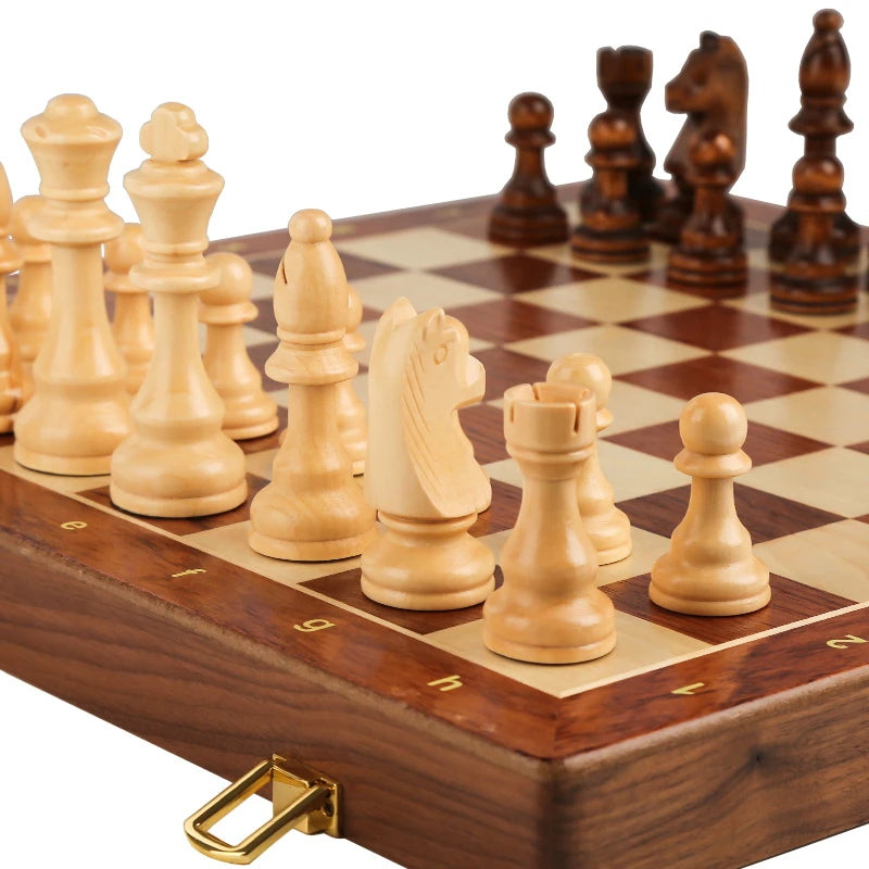 Chess Set Grade Wooden Folding Big 39*39cm Traditional Classic Handwork Solid Wood Pieces Chessboard Gift Board Game