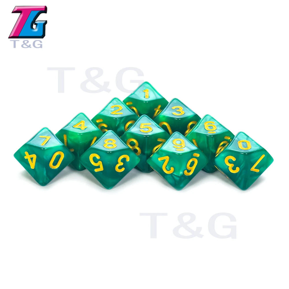 D10 Polyhedral Side Dice DND Games for Marble Transparent 10Pcs/Set for Funny Party Board Game