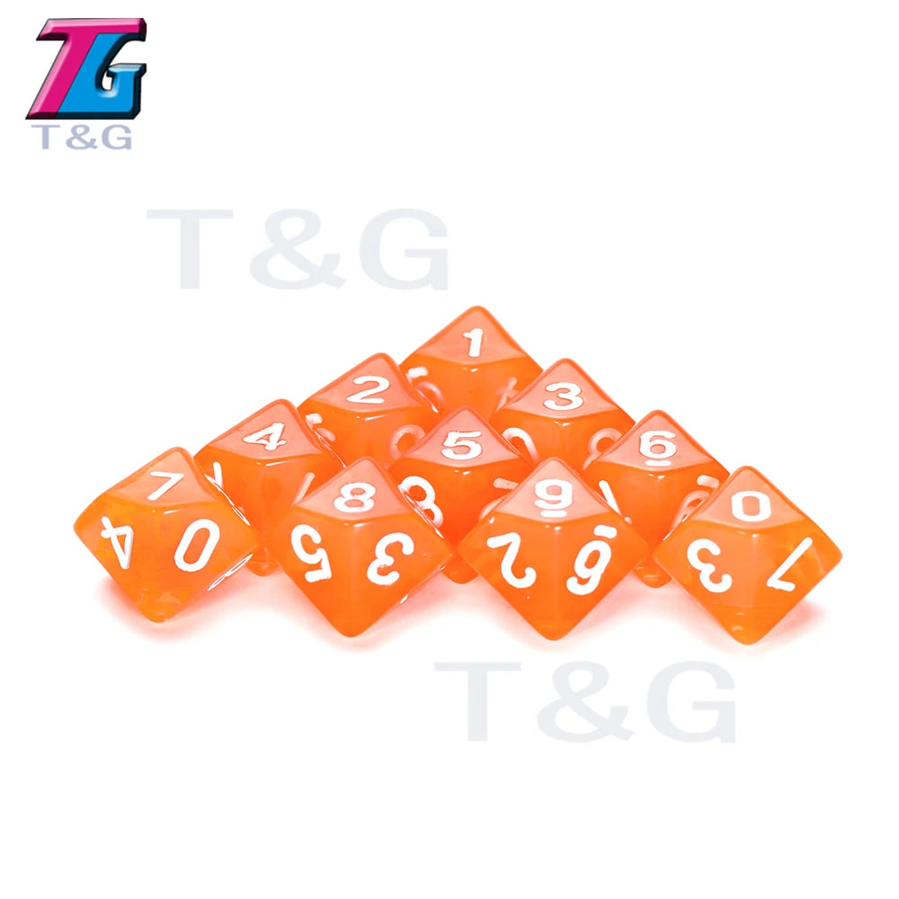 D10 Polyhedral Side Dice DND Games for Marble Transparent 10Pcs/Set for Funny Party Board Game