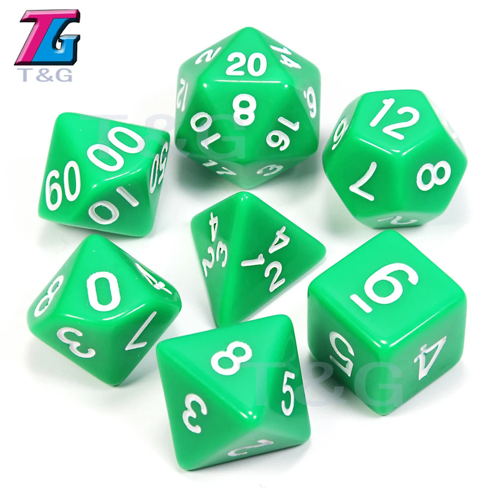 Wholesales 7pc/lot Dice Set Polyhedral D4,D6,D8,D10,D10%,D12,D20 Colorful Accessories for Board Game,DNDGame, RPG 25 Colors