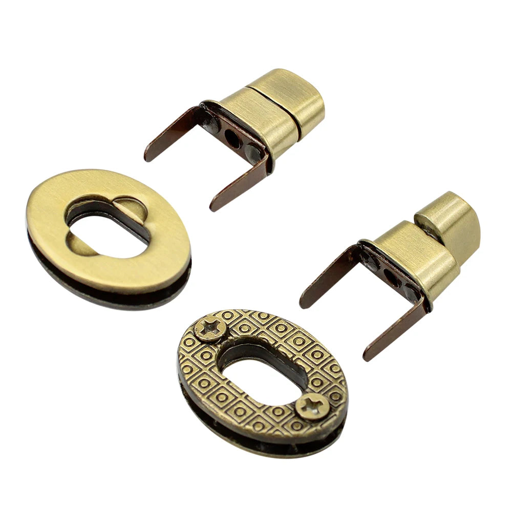 10Pcs 2.3CM Mini Oval Twist Lock Turn Locks Metal Closure Buckle For Purse Wallet Women's Handbag Shoulder Bag Accessories