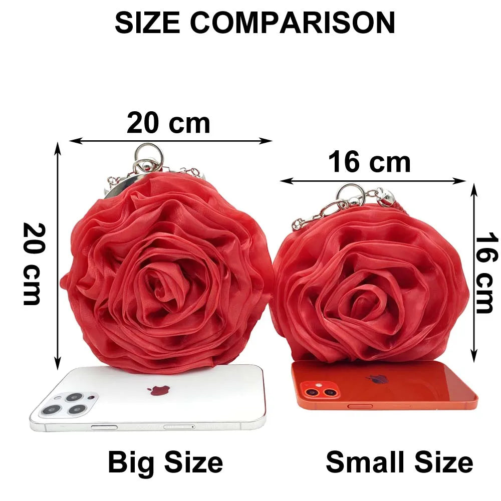 Colourful Women's Rose Flower Handbag Top Handle Bridal Bags Satin Party Wedding Evening Bags Luxury Lady Clutch Purse