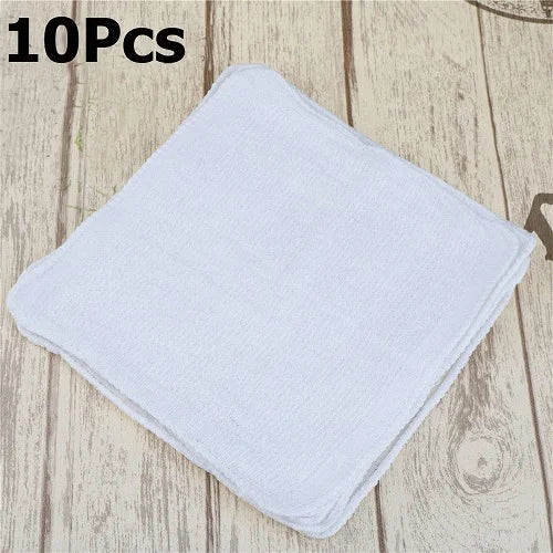 2/6/10Pcs White Square Cotton Microfiber Car Cloth Towel Home Kitchen Wash Tools Cleaning Cloth Household Supplies 25x25cm
