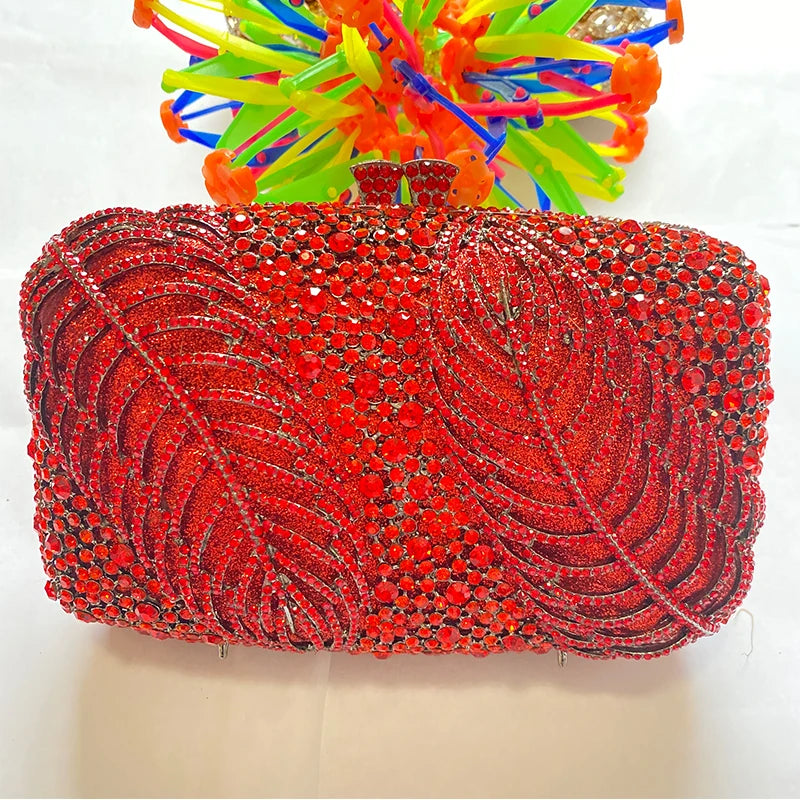 Silver Evening Clutches Diamond Wedding Purses WHTUOHENG Crystal Purses Rhinestone Clutch  Bags Leaves Women Party Handbags