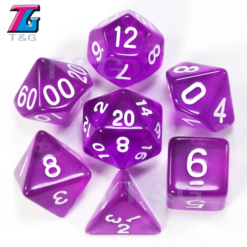 Wholesales 7pc/lot Dice Set Polyhedral D4,D6,D8,D10,D10%,D12,D20 Colorful Accessories for Board Game,DNDGame, RPG 25 Colors