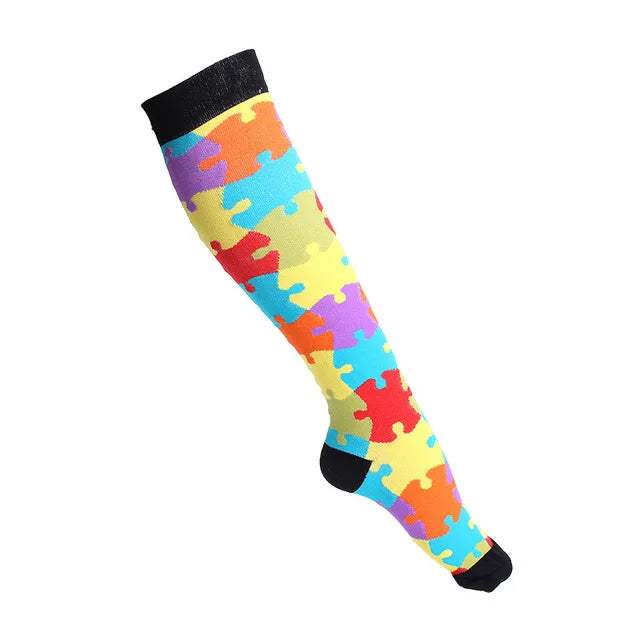 50 Style Antifatigue Unisex Compression Socks Fit for Nurses Flight Travel Medical Varicose Veins Leg Relief Pain Knee Stockings