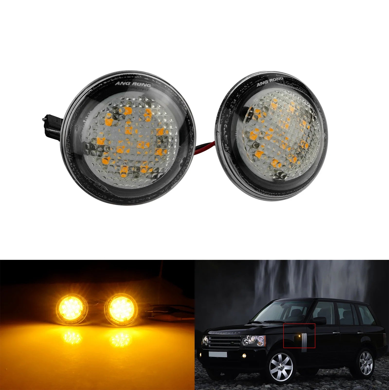 2x For Range Rover MK III L322 2002-2012 Amber LED Side Marker Indicator Repeater Light Clear Lens