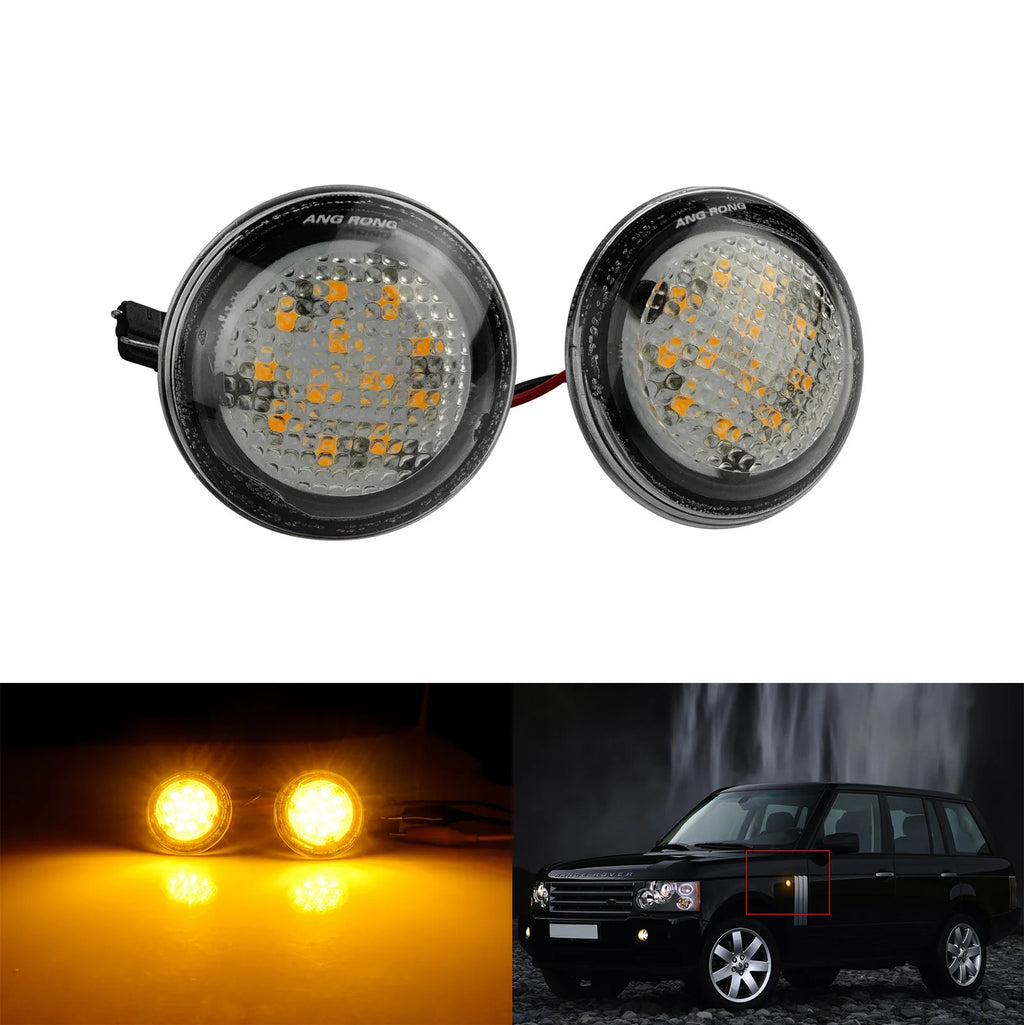 2x For Range Rover MK III L322 2002-2012 Amber LED Side Marker Indicator Repeater Light Clear Lens