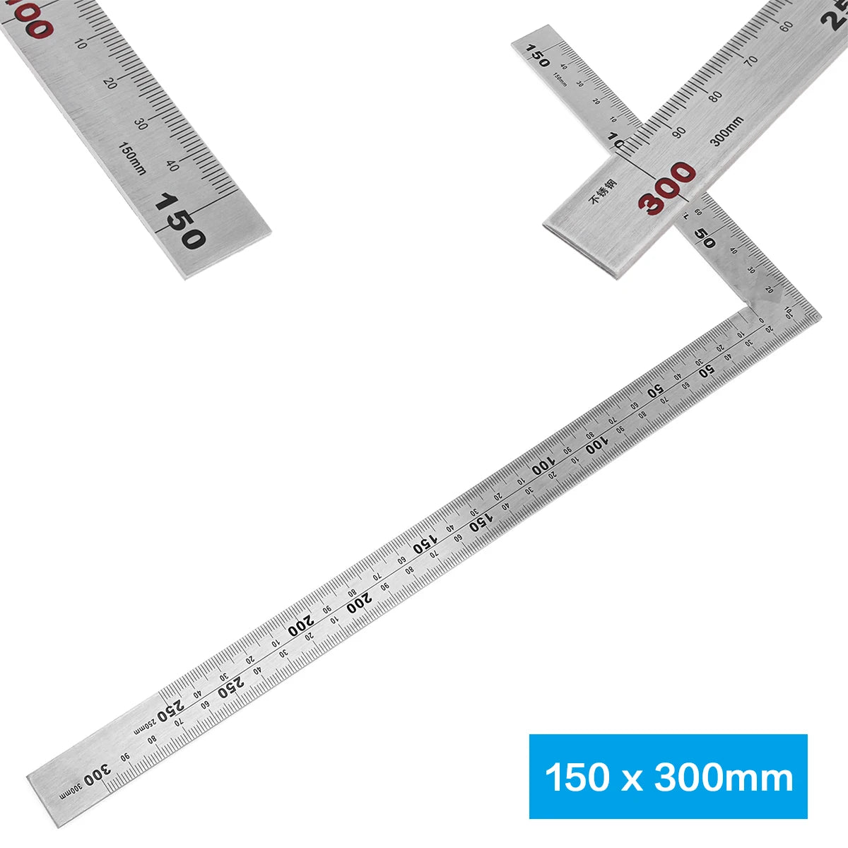 Square Ruler Right Angle 90 Degree Metal Stainless Steel Angle Ruler Woodworking Measuring Tool For Wood 250 X 500mm 150 X 300mm