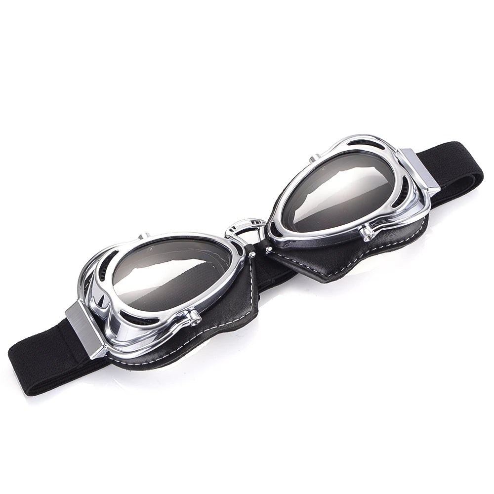 BJMOTO Motorcycle Helmet Steampunk Glasses Flying Goggles Vintage Pilot Biker Eyewear Goggle
