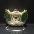 Rhinestone Evening Bag Purses  Purple/Gold  Gold Metal Bag WHTUOHENG Female Diamond Swan Shape Prom Party Purses Phone Clutch