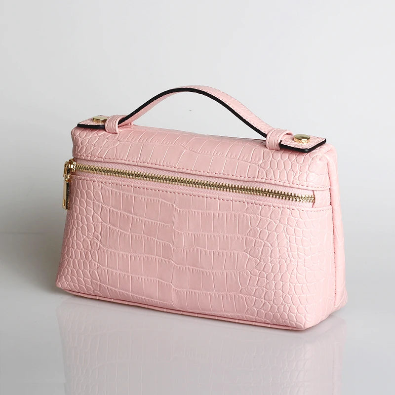 TOPHIIGH Newly Handbag Fashion Portable Make Up Bag For Women Clutch Snake Red Coffee Ladies Hand Bag Purse Ins Hot Selling
