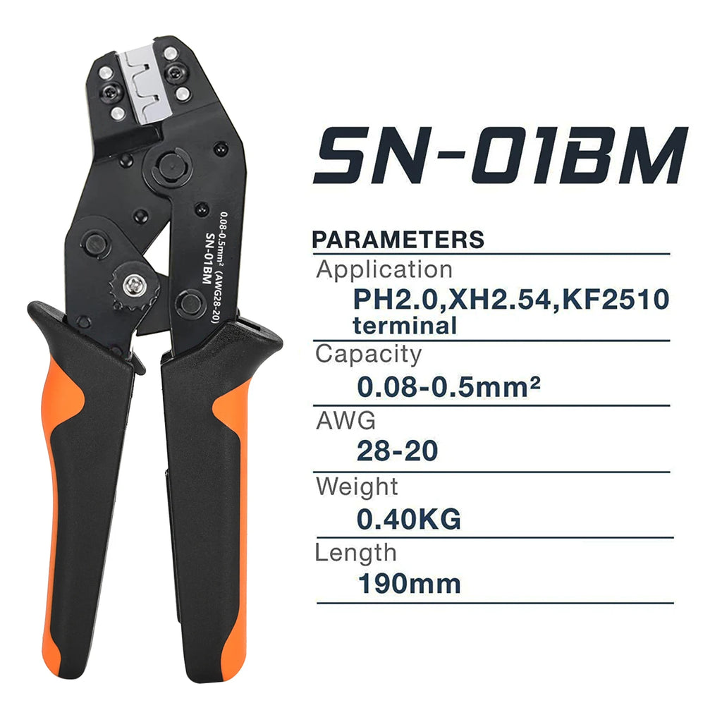 SN-01BM Micro Connector Ratchet Crimping Tool Kit Jst PH2.0/XH2.54 Terminals Wire Crimper Plier Set Mini Clamp Tool