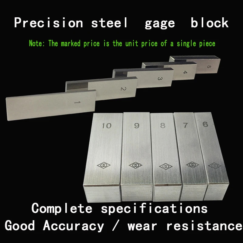 Steel Block Gauge Measure Gage Block Steel Square Gage Block 1mm, 2mm, 3mm, 4mm, 5mm, 6mm, 7mm, 8mm-9mm 100mmSteel Square Gauge
