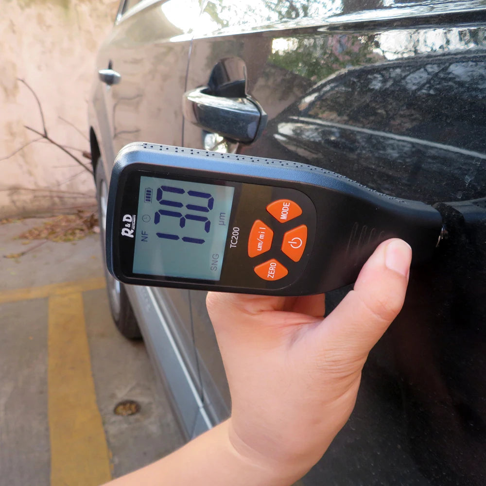 R&D TC200 Coating Thickness Gauge 0.1 Micron/0-1500 Car Paint Film Thickness Tester Measuring FE/NFE Russian Manual Paint Tool