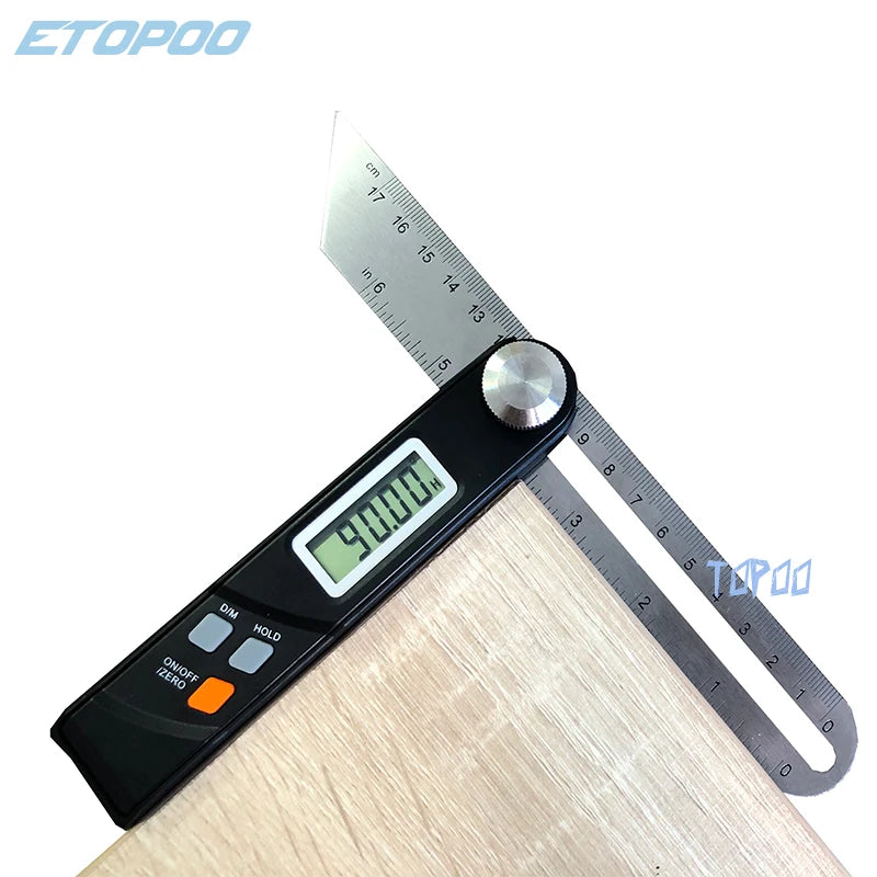 360 Degree Angle Finder T Bevel Gauge Digital Protractor Inclinometer Ruler Sliding LCD Display Stainless Steel Electronic Level