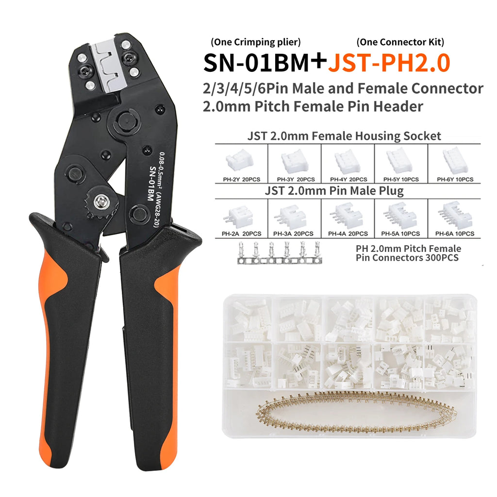 SN-01BM Micro Connector Ratchet Crimping Tool Kit Jst PH2.0/XH2.54 Terminals Wire Crimper Plier Set Mini Clamp Tool